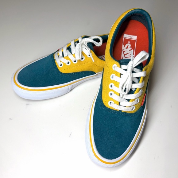 Vans Men's Era Pro Prime Atlantic Green Yellow Canvas Suede shoes Size- 7.5 - Picture 9 of 10